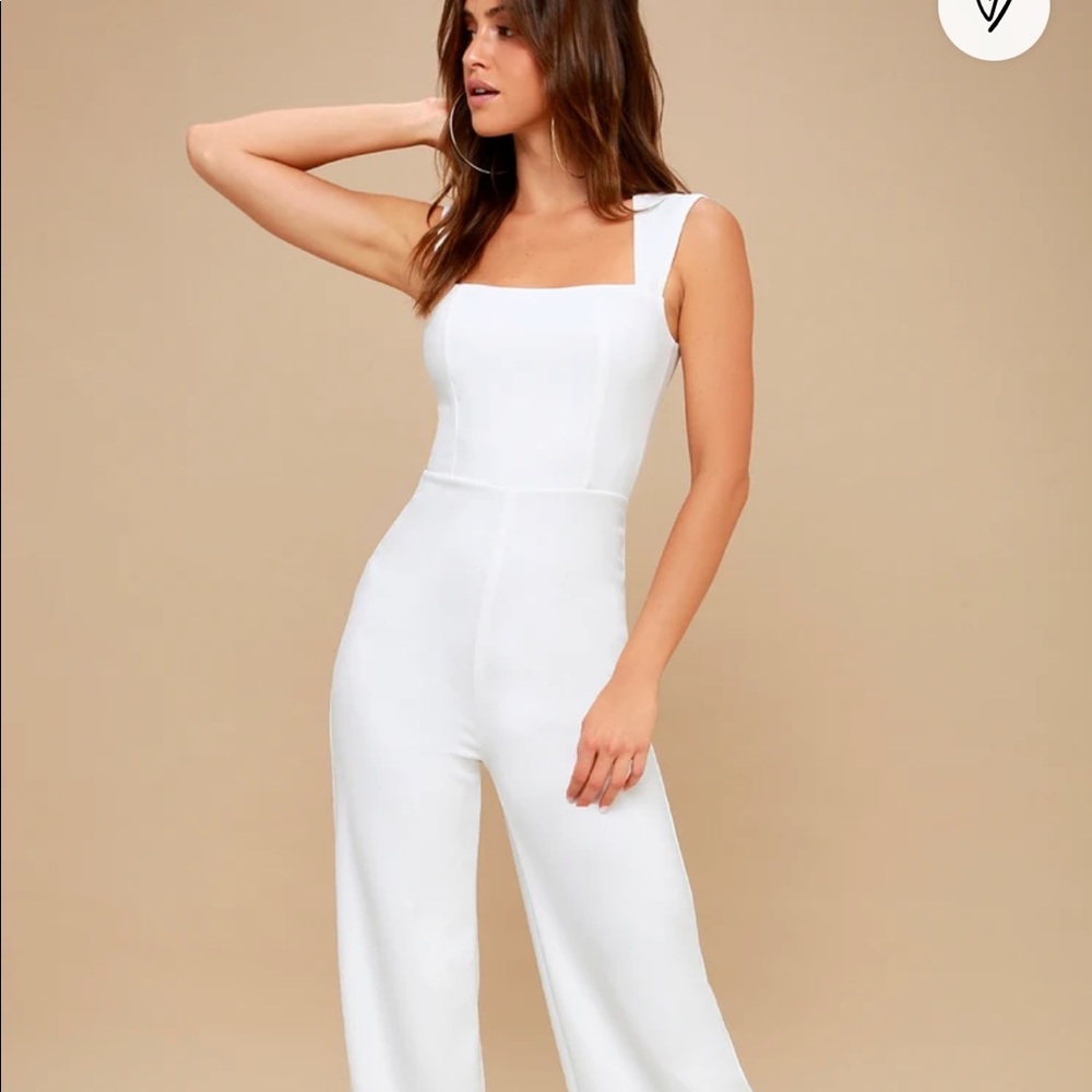 White sleeveless Lulu’s jumpsuit
